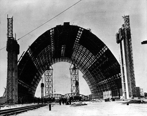 Lighter than Air Hangars (Blimps) at the Marine Corps Helicopter Air Station about 1940