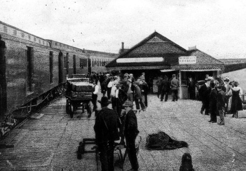 Newport Beach Pier & S. P. Train about 1905