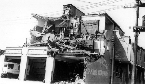 Damage from March 1933 earthquake to Continental Baking on Company on N. Main on March 10, 1933