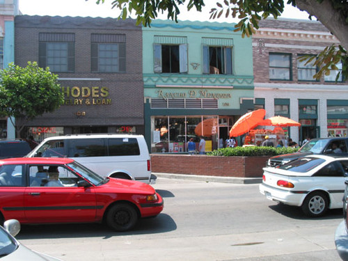 View of storefronts along Fourth Street, August 2002