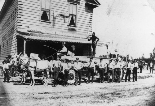 Santa Ana Fire Department Float about 1900