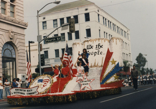 Float "We the People" moving south on Main Street during the Santa Ana Golden City Days parade, October 17, 1987