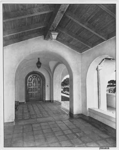 View of Arched Door of the Philip Stanton residence on Brookhurst Road in Anaheim