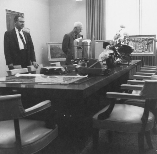 In the Board Room; dedication ceremonies for the Santa Ana Public Library at 26 Civic Center Plaza on May 1, 1960