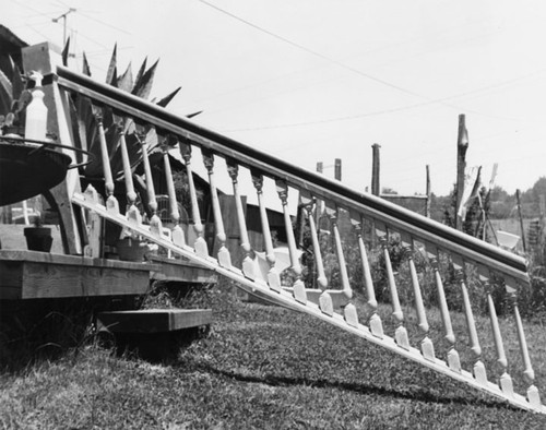 Portion of the stair railing from the main staircase (pine) of the Dr. J. A. Hatch house about 1981