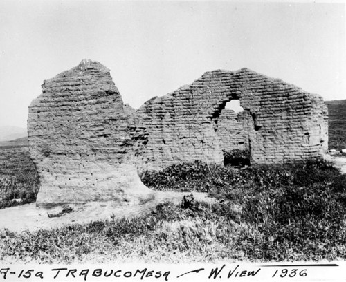 W. view of the Trabuco Mesa Adobe on Rancho Canada de Los Alisos, 1936