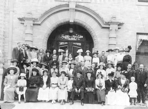 Group Red Car excursion in front of Santa Ana City Hall on 219 Main