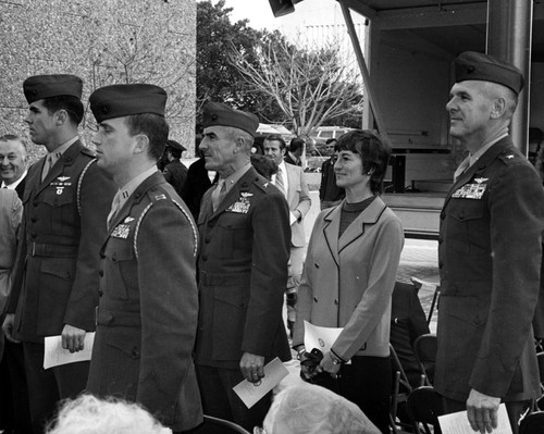 Military personnel attending the dedication of Santa Ana City Hall on February 9, 1973