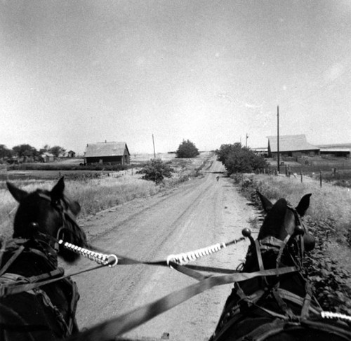 Driver's-eye view of a country road near Santa Ana