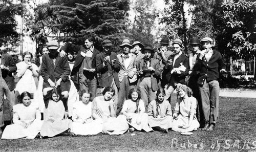 Young Rubes of Santa Ana High School on Rube Day about 1912