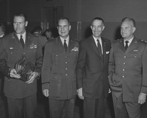 C. M. Featherly with General James Doolittle and two unidentified officers