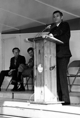 Speaker at dedication of Santa Ana City Hall on February 9, 1973