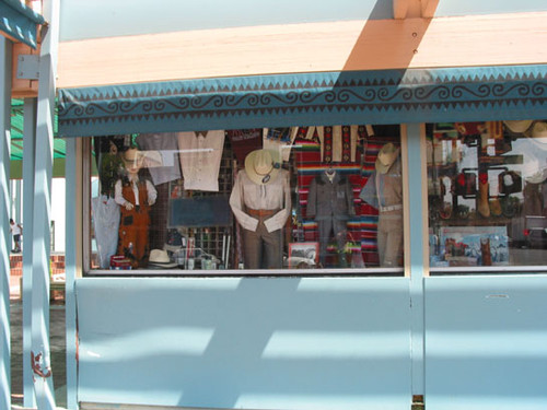 Window display in El Faisan store on Fourth Street, August 2002