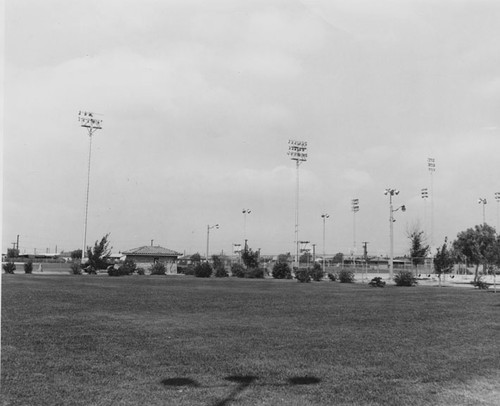 View of Memorial Park on S. Flower Street