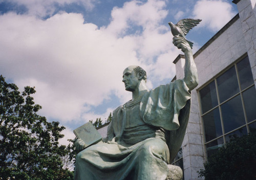 Statue of Alex Odeh, dedicated April 10, 1994 in front of the Santa Ana Public Library on 26 Civic Center Plaza