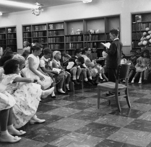 Children's library at the dedication ceremonies for the Santa Ana Public Library at 26 Civic Center Plaza on May 1, 1960