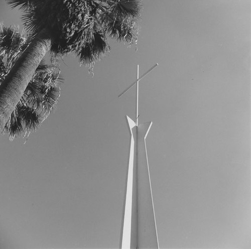 View of the Cross Steeple of the First Assembly of God Church on 500 W. 6th