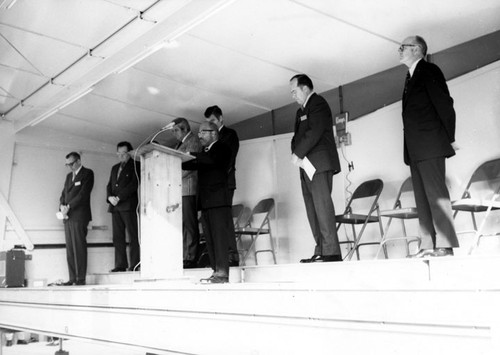 The speakers' platform at the dedication of Santa Ana City Hall on February 9, 1973