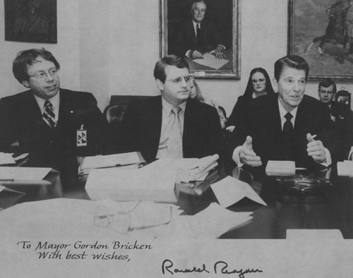 Mayor of Santa Ana, Gordon Bricken, with President Ronald Reagan