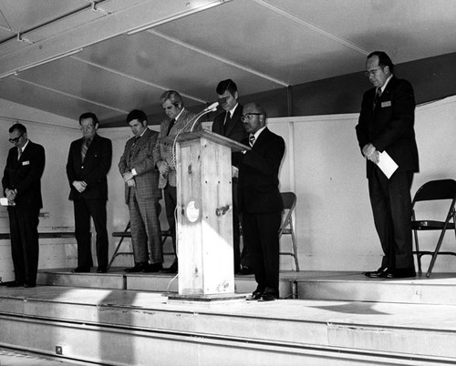 Speakers' platform at dedication of Santa Ana City Hall on February 9, 1973