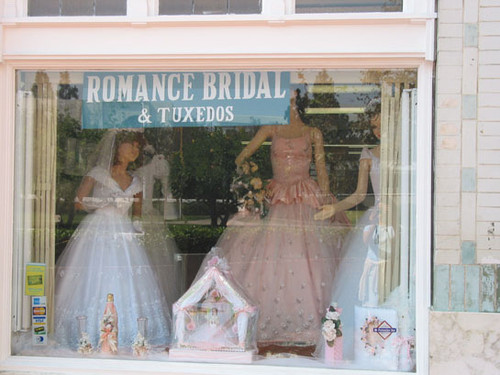 Romance Bridal shop & Tuxedos on Fourth Street at Birch, August 2002