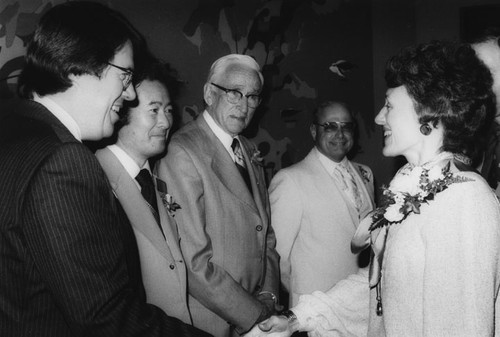 Visit of Joan Mondale, wife of U. S. Vice President, to Bowers Museum in April 1980