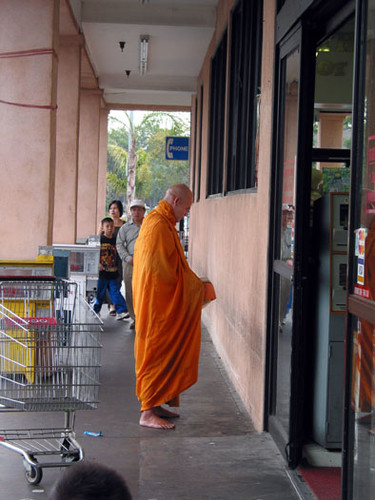 Buddhist monk on the corner of Bolsa and Magnolia