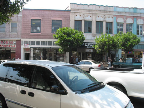 View of storefronts along Fourth Street, August 2002
