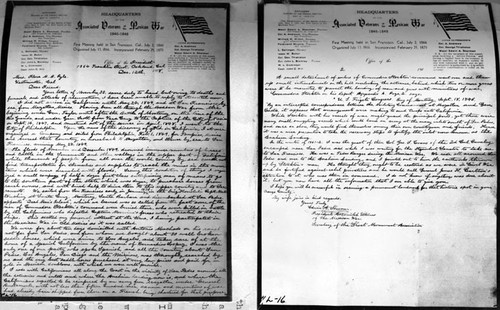 Letter from Major Edwin A. Sherman to Mrs. Pyle regarding the fortification of Anaheim Landing dated December 12, 1908