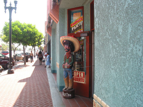 Statue outside a western wear shop