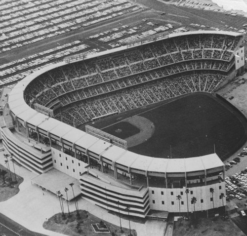 Aerial view of the Anaheim Stadium, home to the California Angels, now the Anaheim Angels