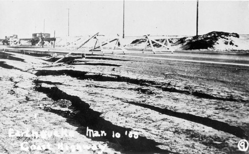 Santa Ana March 10, 1933, earthquake damage to the Coast Highway near Huntington Beach