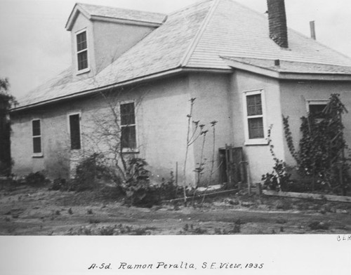 S. E. view of the Ramon Peralta adobe in 1935