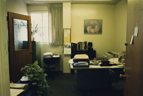 Library office at the Santa Ana Public Library in 1987