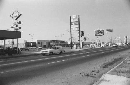 Shopping center on S. Bristol Street near the corner of W. McFadden about 1965