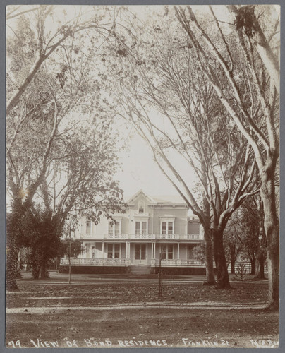 Bond Residence, Franklin Street, Santa Clara, California, 1898