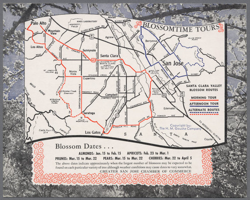 Blossomtime Tours: Santa Clara Valley Blossom Routes PC, ca. 1953