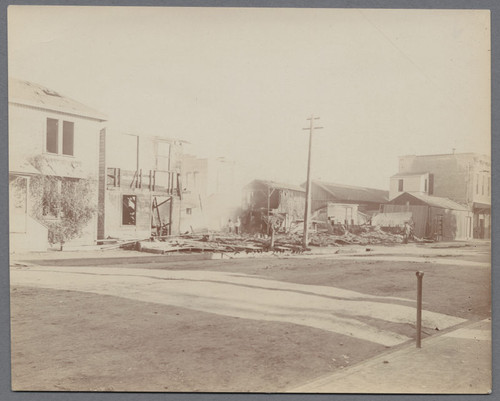 Ruins of Pioneer Drug Store, Santa Clara, California, 1906