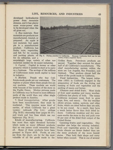 Canning fruits and vegetables (Excerpted from a 1936 CaliforniaState textbook titled, "California: Life Resources and Industriesof the Golden State", Calif. Dept. of Education), 1936