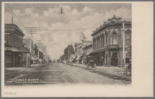 Postcard, Santa Clara, California Street Scene, ca. 1900