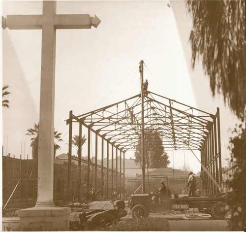 Mission Church under construction in 1927