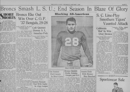 1937 Sugar Bowl Victory Headline