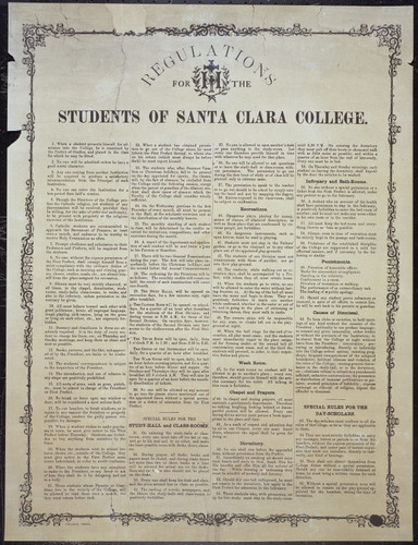 Regulations for the Students of Santa Clara College, ca. 1888