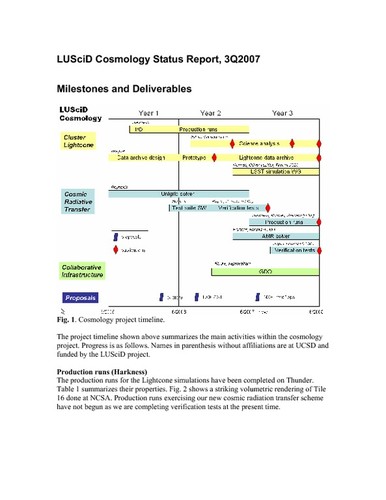 LUSciD Cosmology Status Report, 3Q2007 (third quarter)