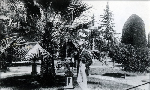 Charlie Off in Nimock's garden