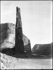Sacred Spider Rock at the entrance to Monument Canyon, Canyon de Chelly, Navajo Indian Reservation, Arizona, ca.1900