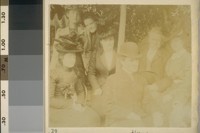 Probably Santa Cruz Mtns. or Los Gatos. [Herman George Scheffauer, third from right; Ambrose Bierce, second from right.]