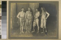 Bohemian Grove. 1908. [Herman George Scheffauer, second from left.] [Photograph by Gabriel Moulin. No. 154.]