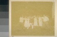 [Herman George Scheffauer, left, fencing with unidentified man before crowd.]