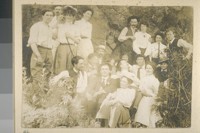 [Herman George Scheffauer, seated center, with cap; George Sterling, seated, fifth from right.]